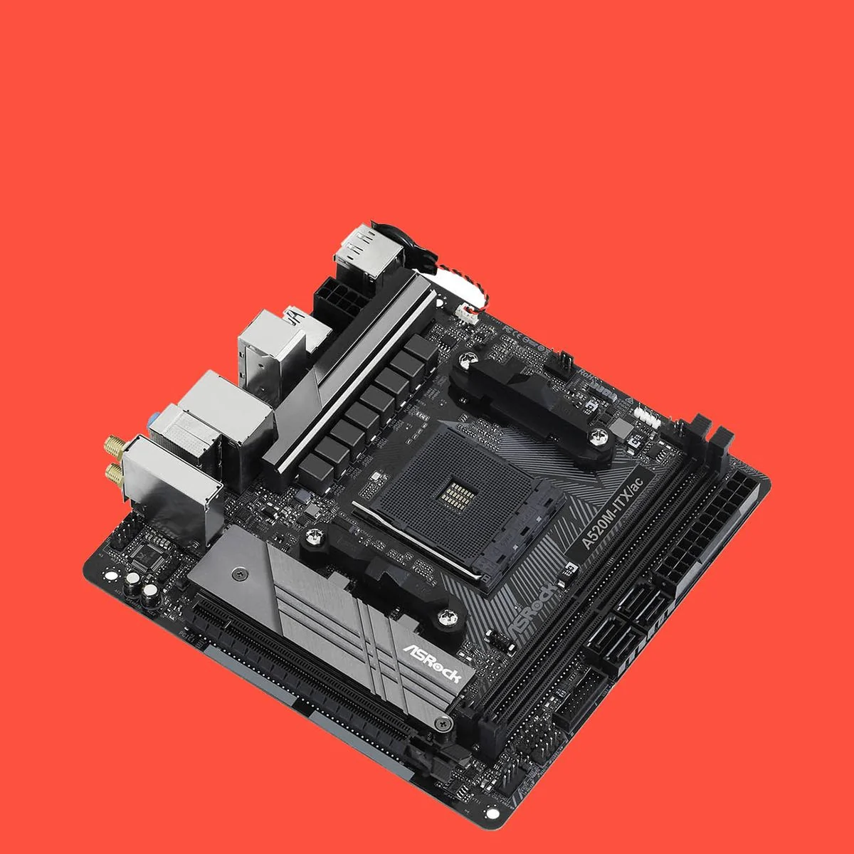 asrock-phantom-gaming-b860i-lightning-wi-fi-kompaktes-gaming-potenzial_img_8 | etalongame.de ASRock A520M ITX/ac auf einem roten Hintergrund