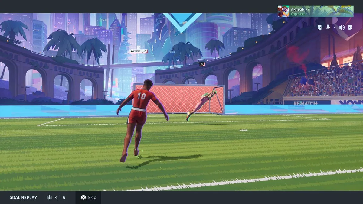 rematch-crossplay-und-kommende-features-im-uberblick_img_0 | etalongame.de Ein Rematch-Spieler schießt den Ball unter dem Torwart hindurch ins Tor