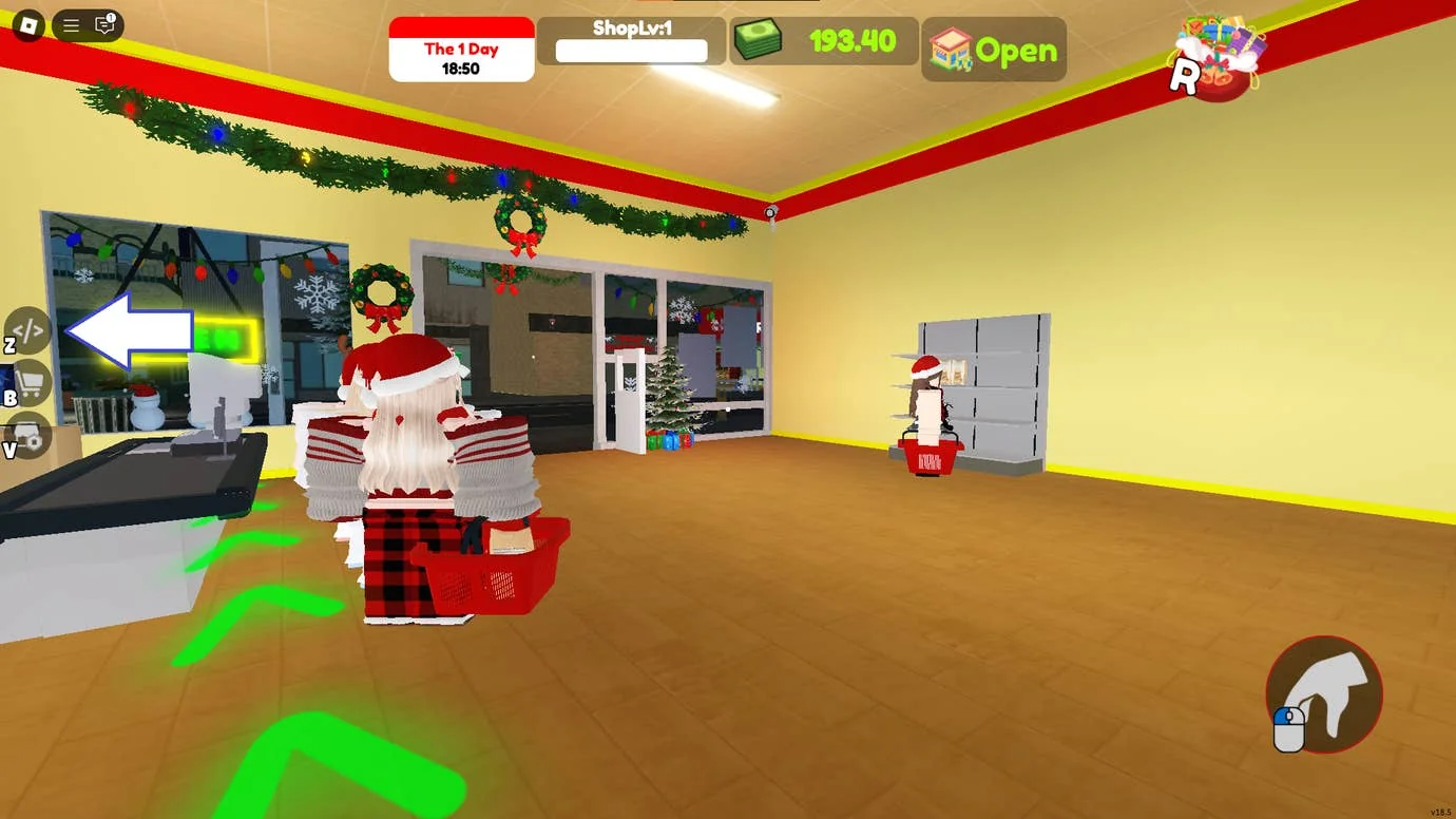 supermarket-simulator-alle-aktuellen-codes-und-wie-man-sie-einlost_img_0 | etalongame.de Ein Screenshot von Supermarket Simulator in Roblox, der die Codes-Schaltfläche des Spiels zeigt.