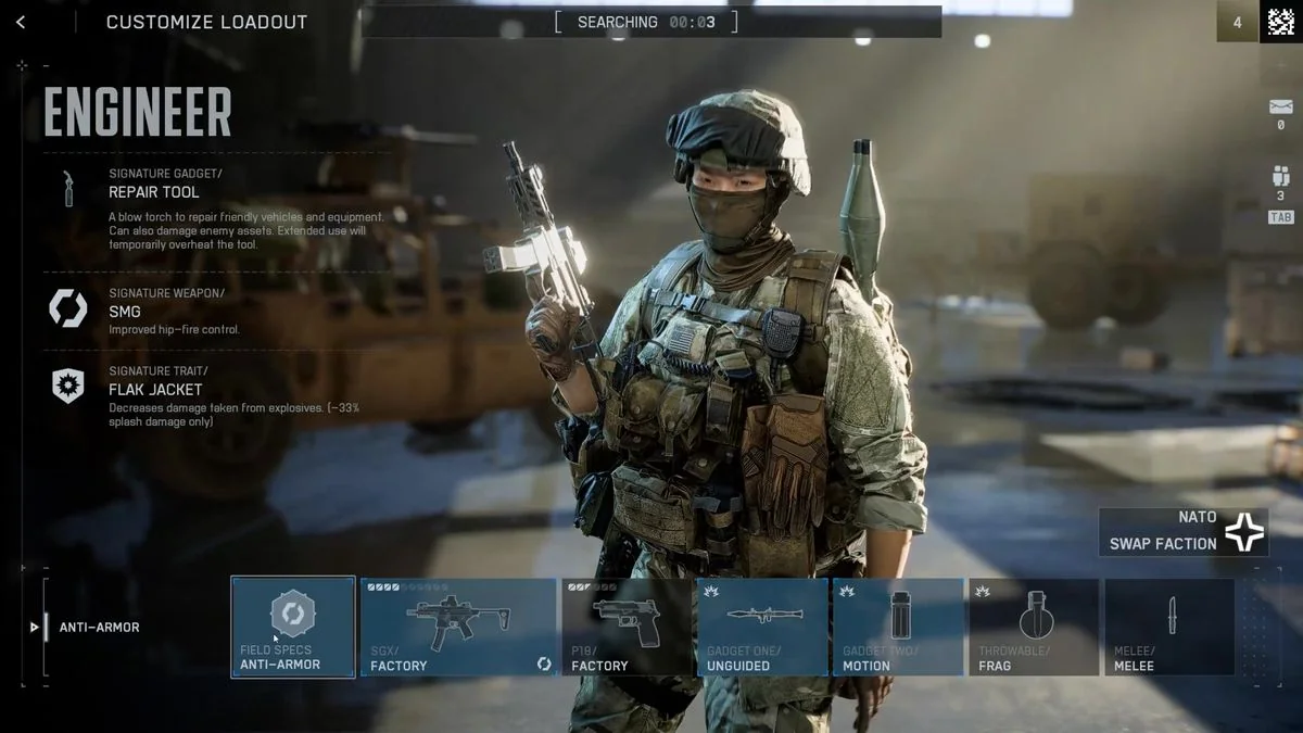 battlefield-6-eindrucke-vom-multiplayer-event-und-neue-features_img_2 | etalongame.de Der Auswahlbildschirm der Ingenieurklasse in Battlefield 6