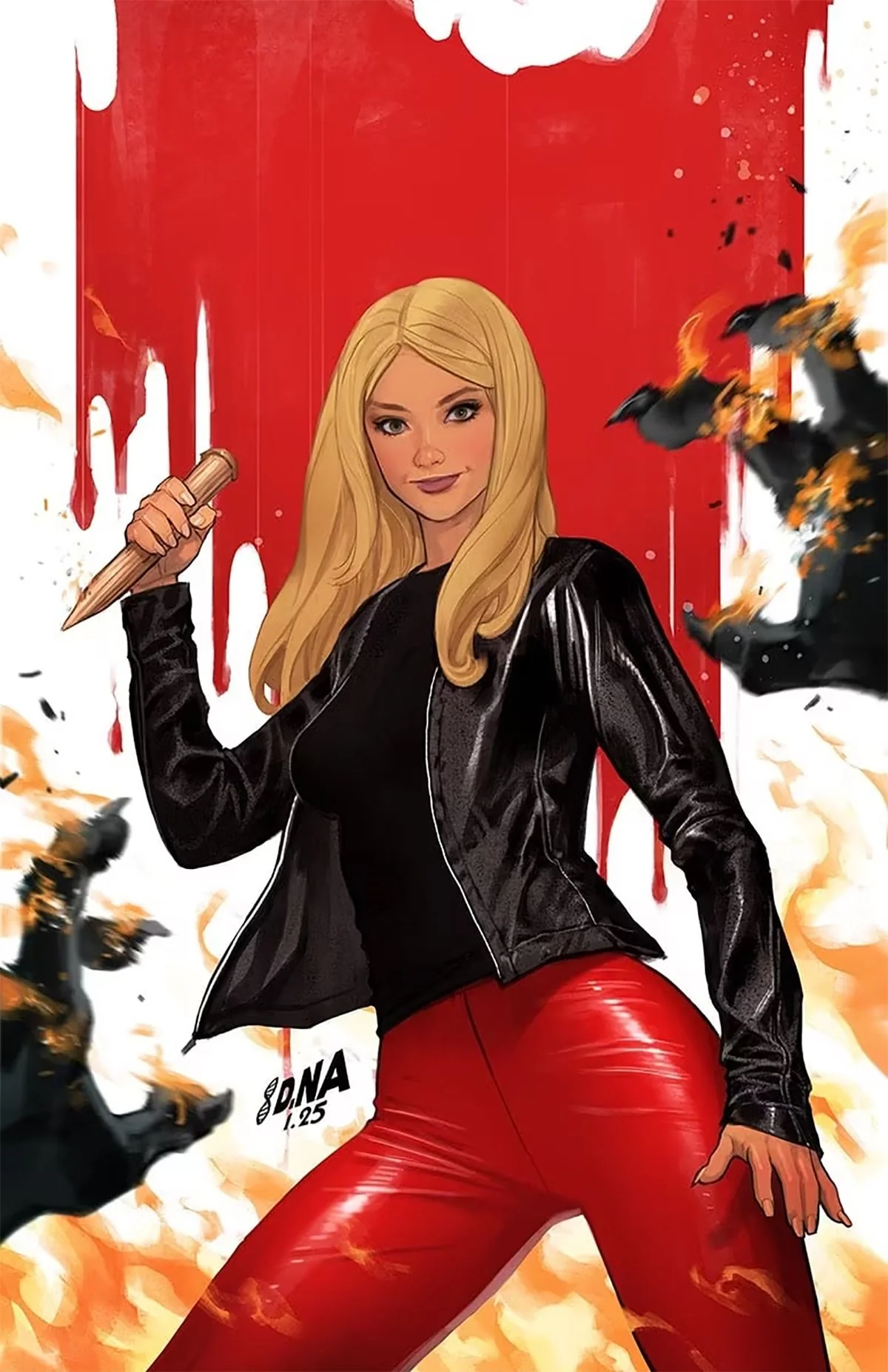 buffy-kehrt-mit-neuem-cast-und-comics-zuruck_img_0 | etalongame.de Buffy Summers mit einem Holzpflock in Buffy die Vampirjägerin Kunst von David Nakayama