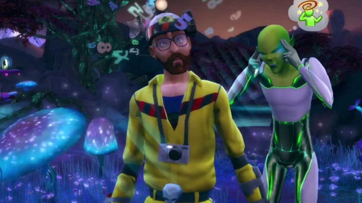 die-besten-sims-4-okkulten-von-den-schlechtesten-zu-den-besten_img_2 | etalongame.de Ein Alien-Okkult-Sim, der Gedankenkontrollkräfte auf einen normalen Sim während Die Sims 4 anwendet.