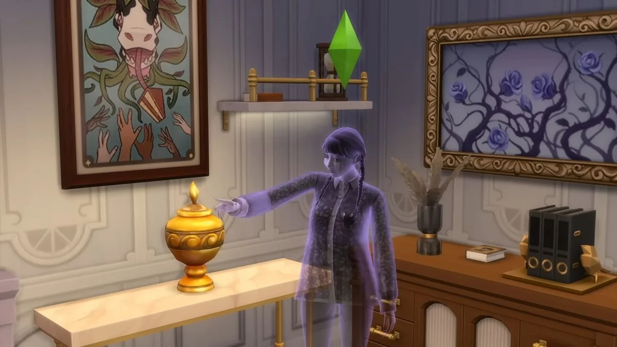 die-besten-sims-4-okkulten-von-den-schlechtesten-zu-den-besten_img_4 | etalongame.de Ein Screenshot eines lila Geistes während Die Sims 4.