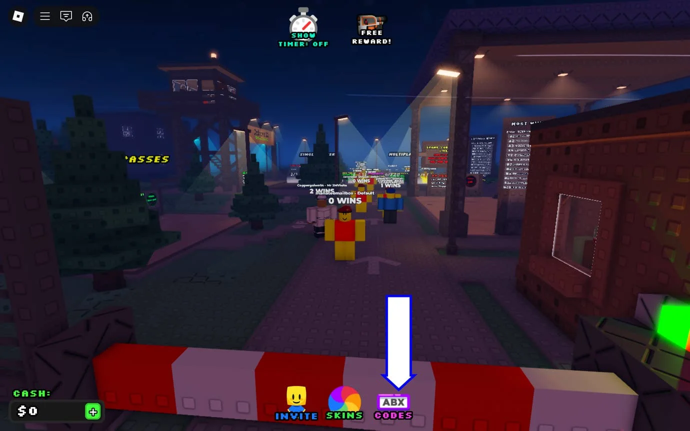 inhuman-alle-aktuellen-und-abgelaufenen-codes-sowie-einlosevorgang_img_0 | etalongame.de Ein Screenshot von Inhuman in Roblox, der den Codes-Button des Spiels zeigt.