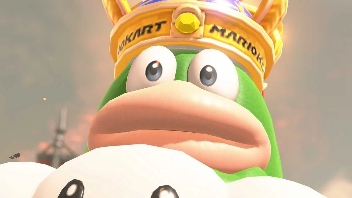 microsoft-senkt-den-preis-fur-the-outer-worlds-2-auf-70-dollar_img_1 | etalongame.de Spike starrt genau in die Kamera in einem Mario Kart World Screenshot.