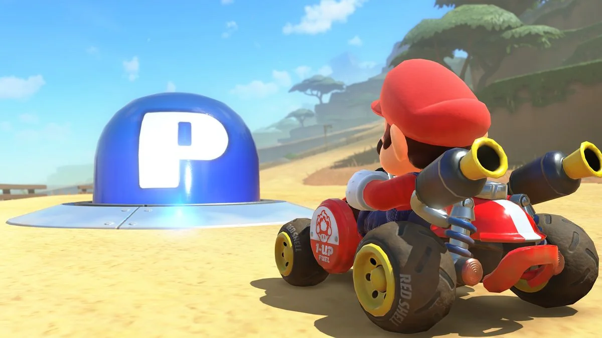 microsoft-senkt-den-preis-fur-the-outer-worlds-2-auf-70-dollar_img_2 | etalongame.de Mario Kart World Screenshot mit Mario und einem P-Schalter