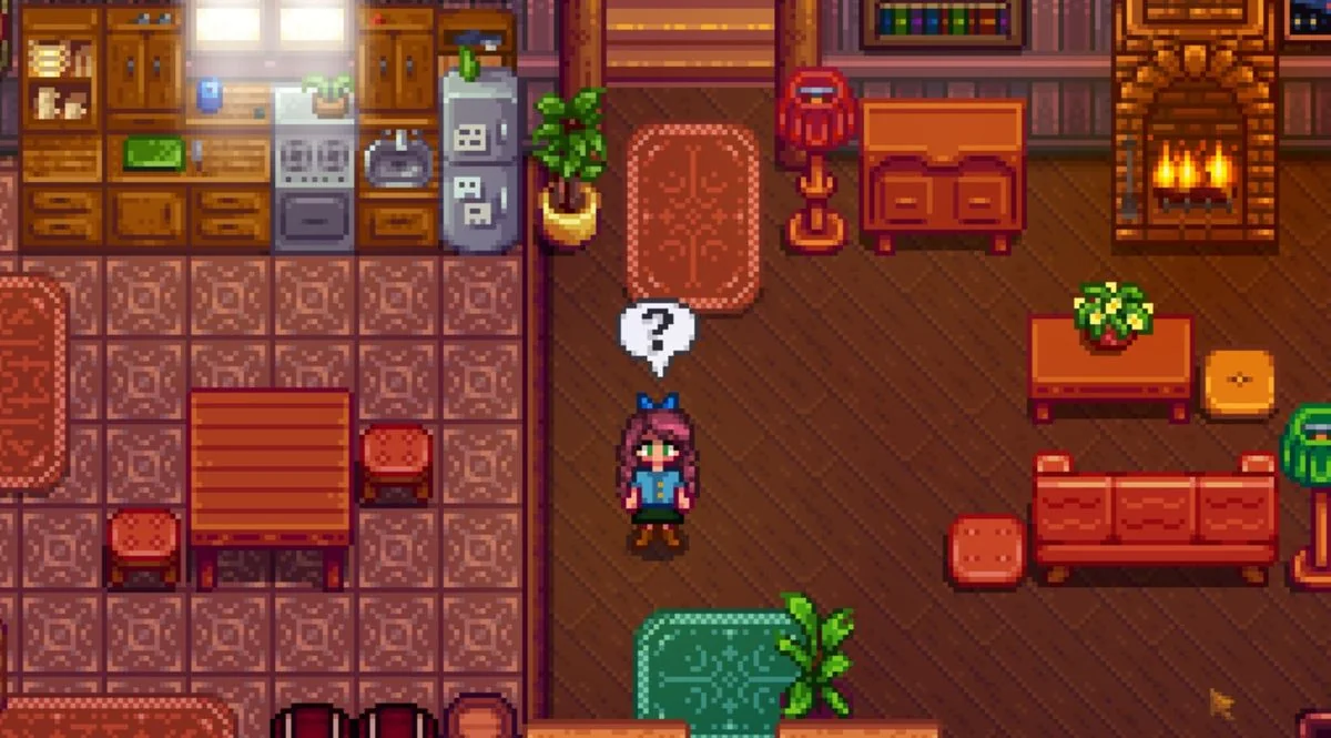 stardew-valley-so-aktiviert-man-cheats-ohne-mods_img_11 | etalongame.de Stardew Valley Spielercharakter steht in der Mitte eines individuell gestalteten Hauses.