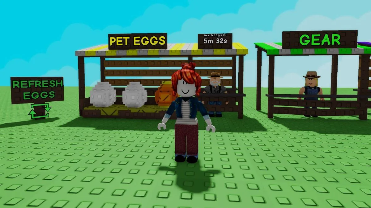 wie-man-in-grow-a-garden-haustiere-bekommt_img_0 | etalongame.de Spieler steht vor dem Haustierei-Laden in Roblox Grow a Garden