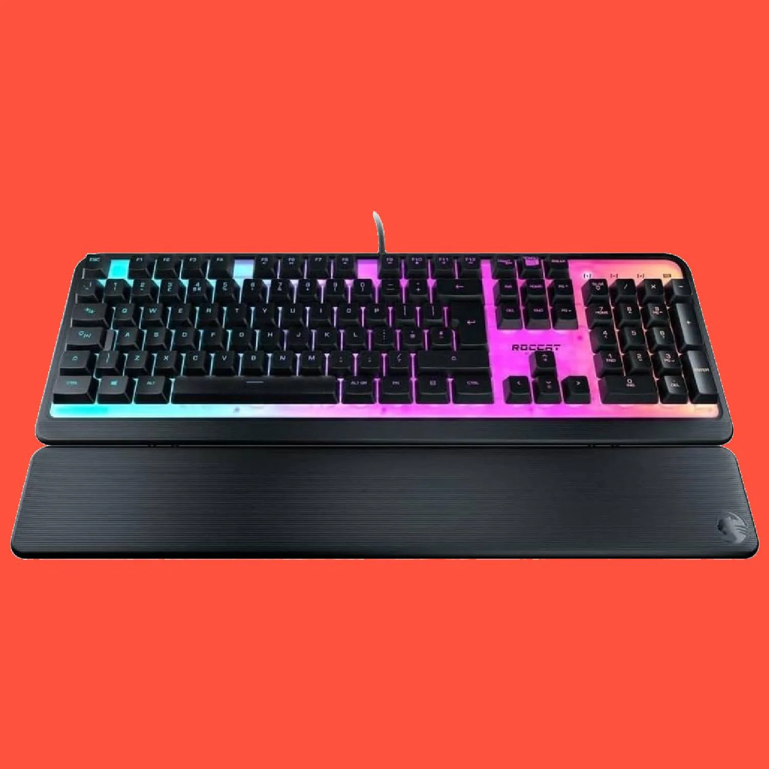 Roccat Magma Gaming-Tastatur auf einem roten Hintergrund