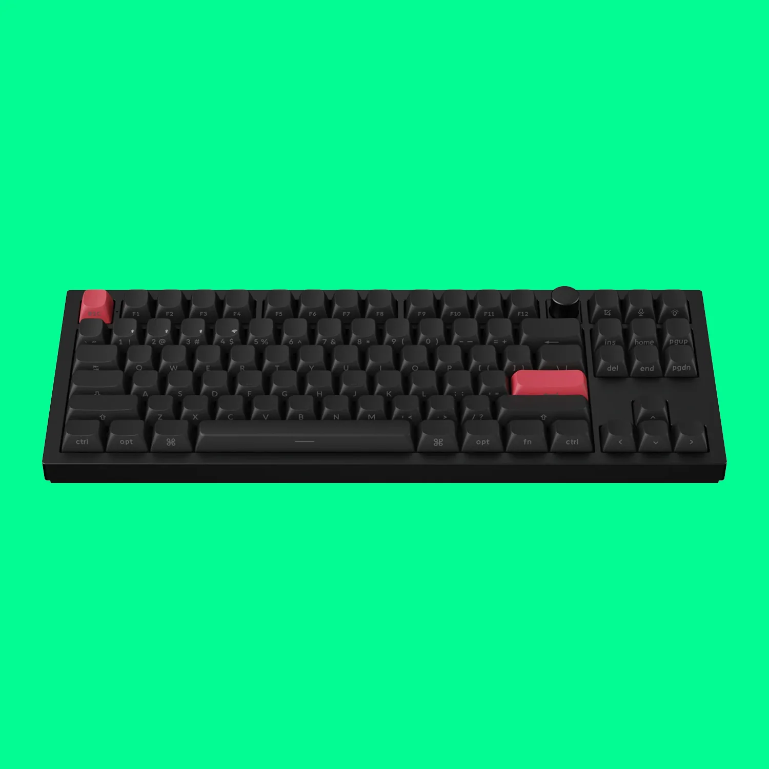 Keychron Q3 Max Gaming-Tastatur auf einem grünen Hintergrund.